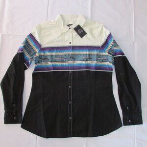 Roper Vintage Women's Long Sleeve Southwestern Border Snap Western Shirt